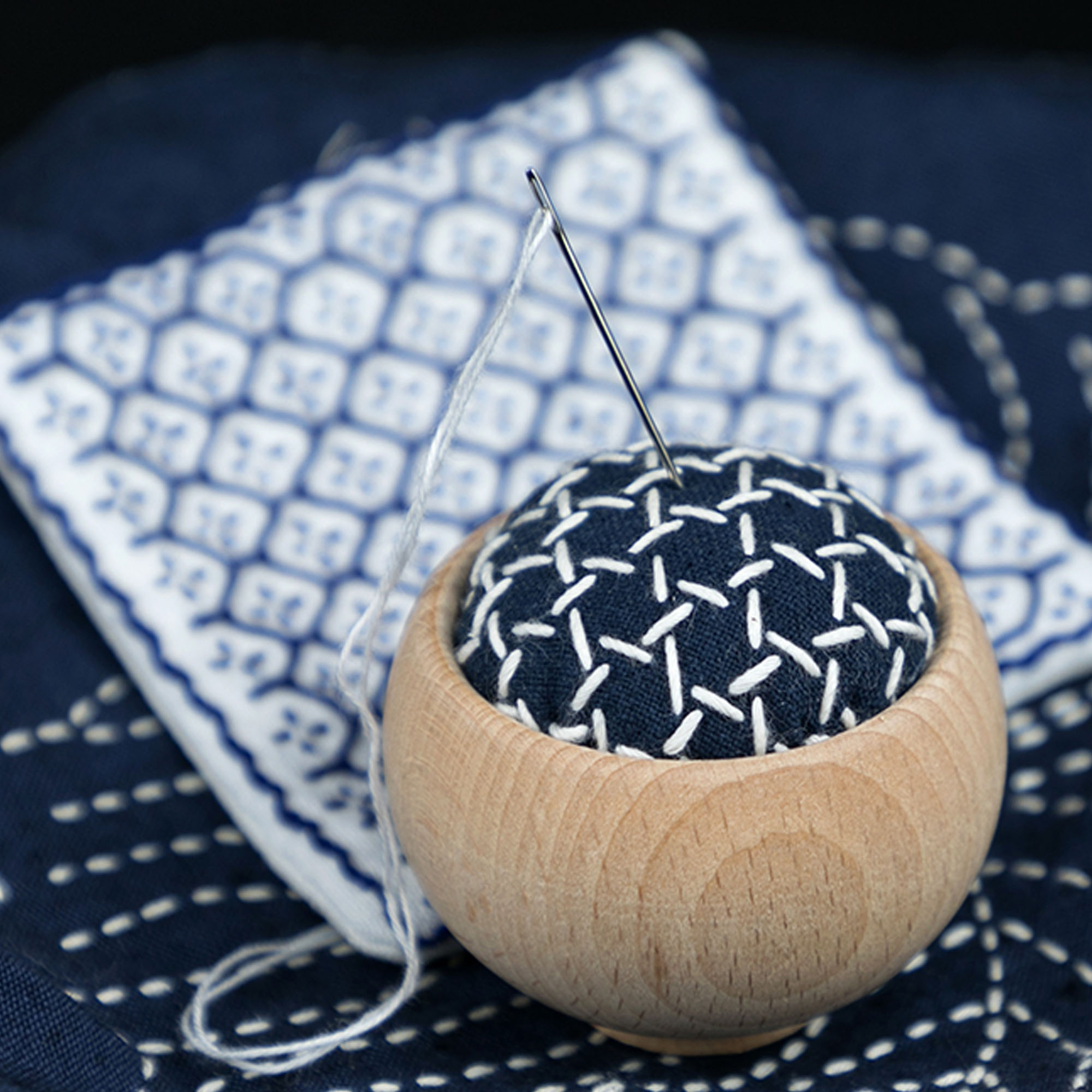 핀 쿠션, 일본 스타일 원목 바늘 베이스, 사시코 바늘 - Sewing Pin Cushion 리뷰 및 가격