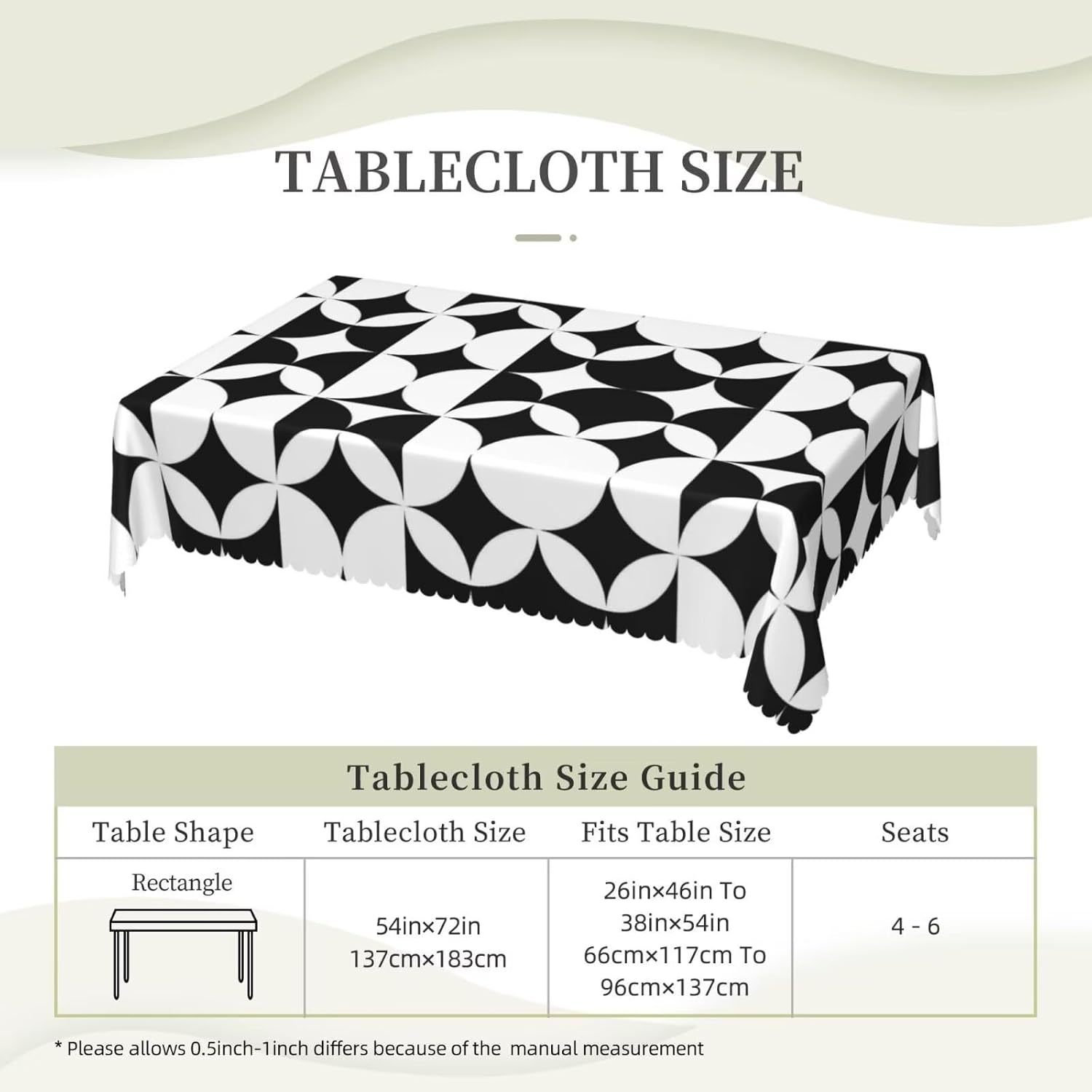 미니멀리스트 미드 센추리 모던 테이블보, 블랙 화이트  - Century Textile & Sewing Supply Avenue C North Saskatoon Sk 리뷰 및 가격