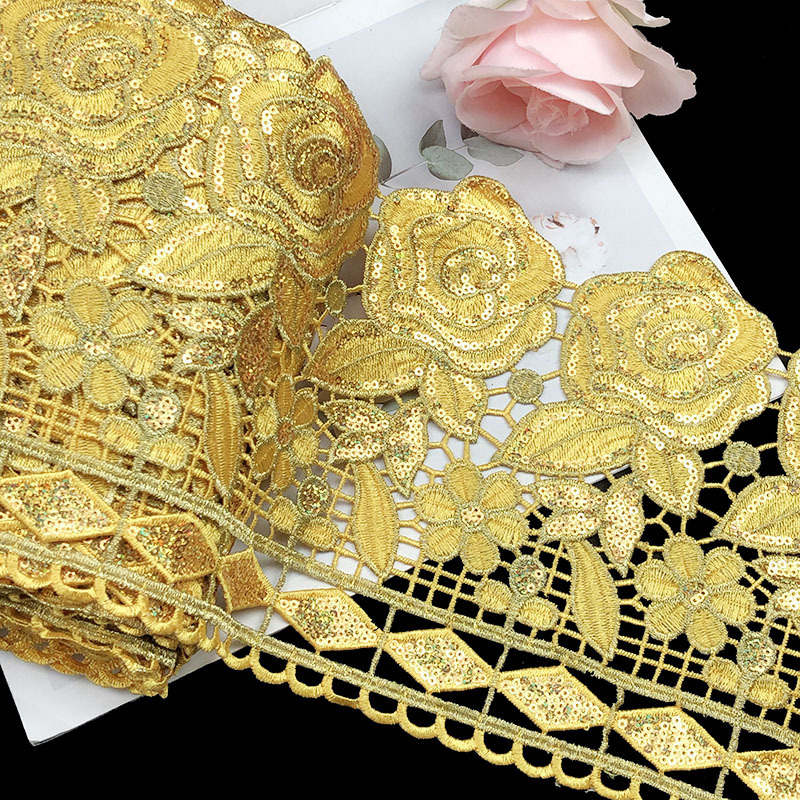 3 야드 19.5cm 와이드 절묘한 꽃 자수 장식 조각 - Textile And Sewing Supply 리뷰 및 가격
