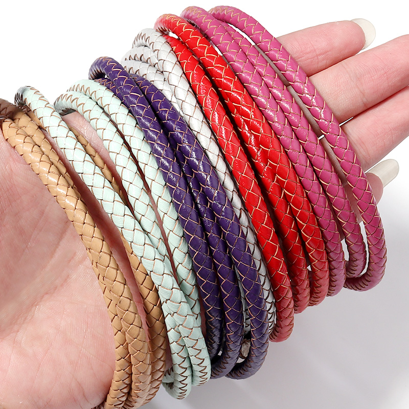 1 메터/몫 6mm 땋은 정품 가죽 코드 라운드 스레드 - Sewing Thread In Textile 리뷰 및 가격