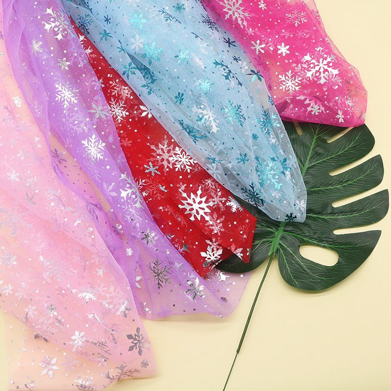 눈송이 인쇄 거즈 폴리에스터 메쉬 얇은 명주 그물 원단 - Textile And Sewing Supply 리뷰 및 가격