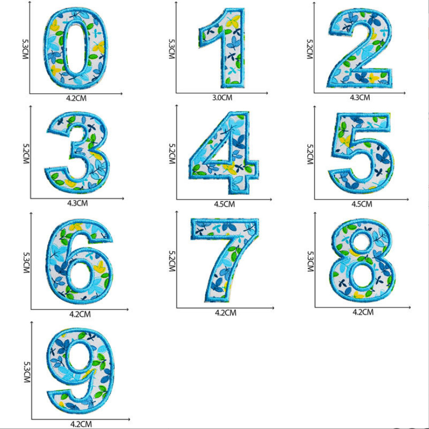 10 Pcs 파란색 색상 번호 알파벳 수 놓은 패치 모 - Sewing Id 리뷰 및 가격